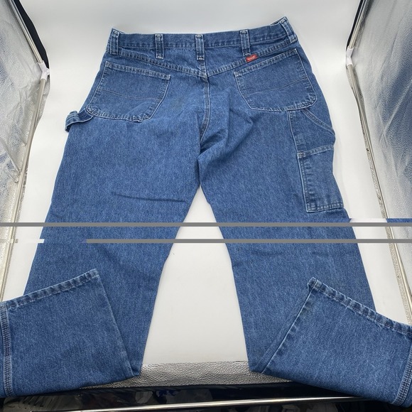 Wrangler Five Star Heritage Carpenter Blue Jeans Mens 38x32 Work Pants SPOTS - Picture 11 of 12